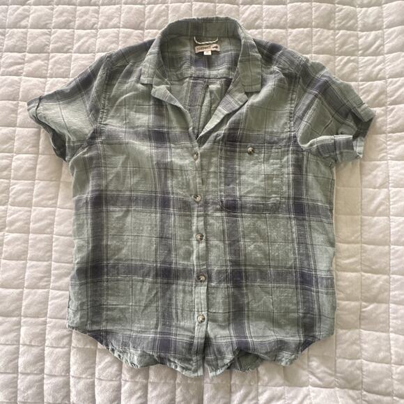 TOAD & CO Shirt Womens Medium Blue Plaid Casual Camp Organic Cotton Sustainable - Picture 3 of 10